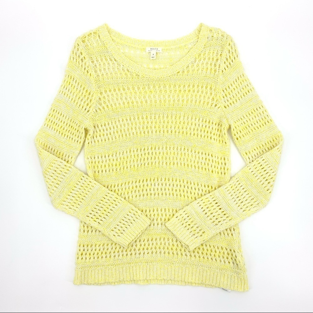 Soft Joie Yellow Crochet Open Knit Sweater